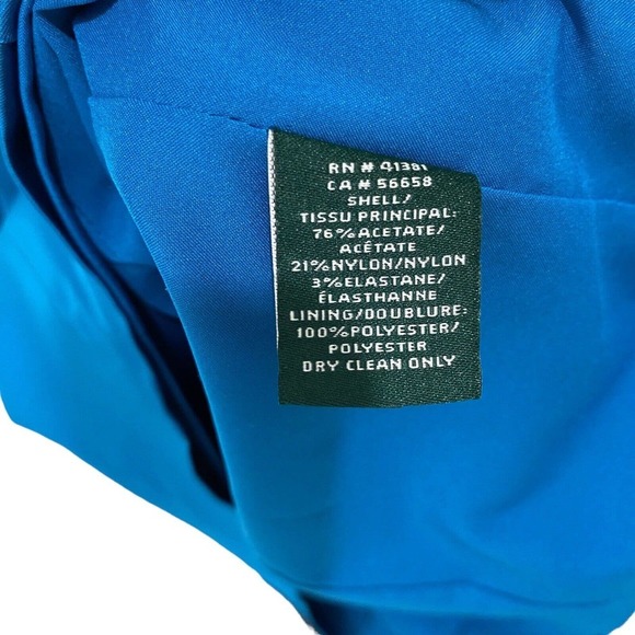 Lauren Ralph Lauren Teal Blue Satin V Neck Cocktail Party Dress Sleeveless Sz 10 - Picture 8 of 8